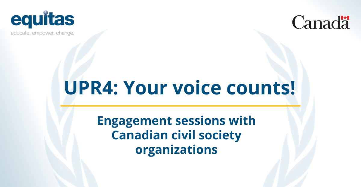 UPR4: Your voice counts! Engagement sessions with Canadian civil society organizations